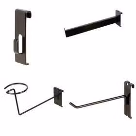 retail gridwall accessories hooks faceouts hangrails chrome black white store display