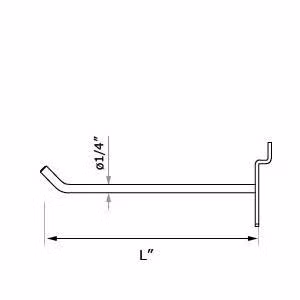 Modern slatwall hooks 10 pack smooth profile chrome silver frost multiple lengths retail display