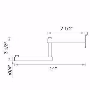 Two tier tube faceout slatwall 14 inch round tubing double arm modern chrome silver frost retail display