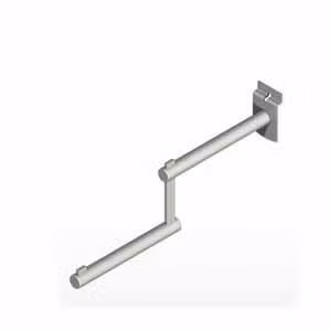Two tier tube faceout slatwall 14 inch round tubing double arm modern chrome silver frost retail display
