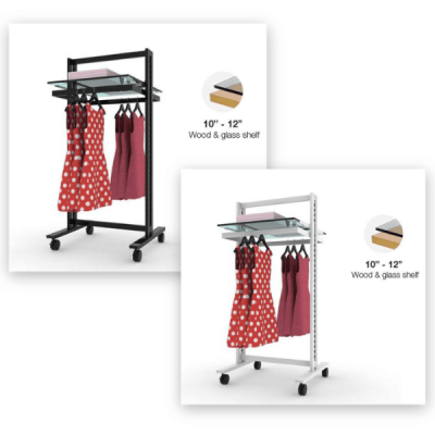 26" Retail Clothing and Shelving Vertik Stand for 2 Shelves w/2 Hanging Rails | 1-Section