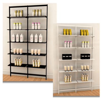 Vertik Wall Mounted Retail Display Shelf Unit, For 10 Shelves | 2-Sections
