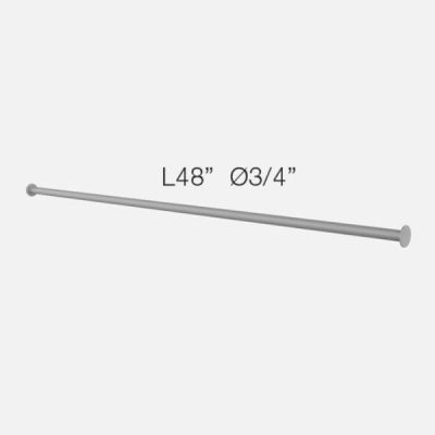 48" Slatwall Clothes Hanging Rail Tube with Stoppers, Silver Frost Finish