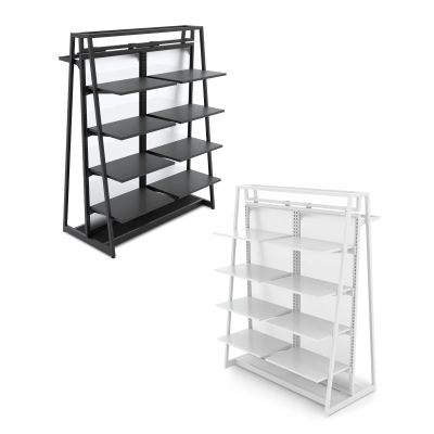 Aspect Double-Sided Floor Merchandiser - 48" W - Kit 3 Hanging and Shelving