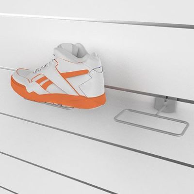 SlatWall Shoe Display - Rectangular Wire, Silver Frost Finish