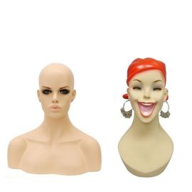 Female mannequin heads white black fleshtone and makeup styles for countertop hat sunglasses and accessory display