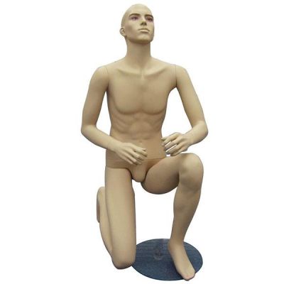 Kneeling Male Mannequin Realistic Flesh Tone