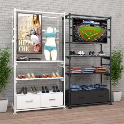 Pipeline Freestanding Kit with TV Display Mount Two Shelves and Drawers