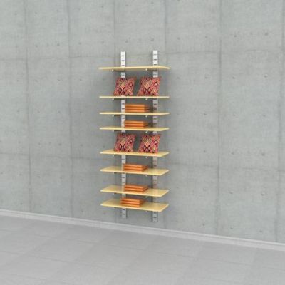 4×46″ SlatStrip Vertical Wall Mounted Retail Shelving Display for 8 Wood Shelves, 14″-16″ Shelf Depth | SlatStrip, 1-Section