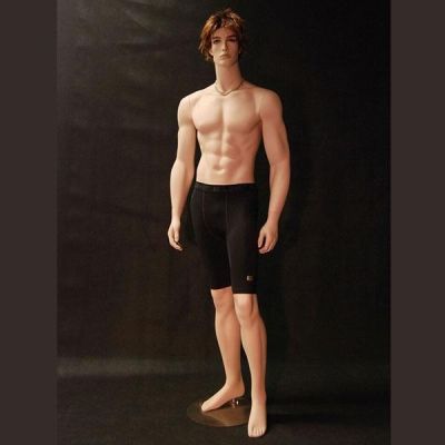 Realistic Male Mannequin F Chrome Base 6'1" Flesh Tone