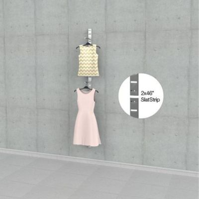 2x46" SlatStrip Vertical Wall Mounted Retail Clothing Display with 2 Faceouts, 1-Section