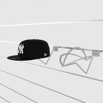 Slatwall Helmet/Hat Display, Silver Frost Finish