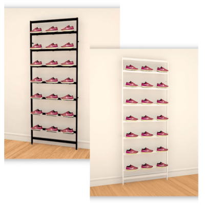 Vertik Wall Mounted Retail Display With 21 Shoe Displayers | 1-Section