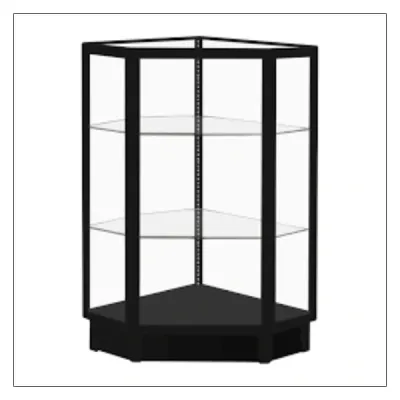 Black Frame Glass Corner Case - Pentagon