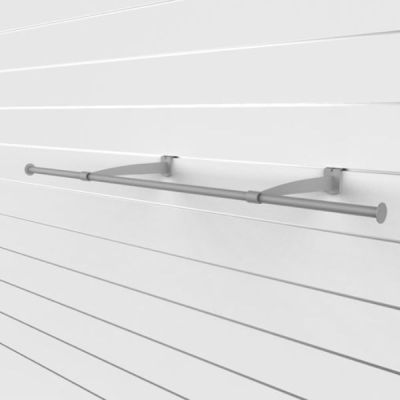 48" Slatwall Hanging Rail Tube with Stoppers and Brackets, Silver Frost Finish