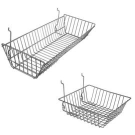 Wire display accessories — slatwall and gridwall baskets and hat holders