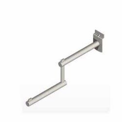 Two tier tube faceout slatwall 14 inch round tubing double arm modern chrome silver frost retail display