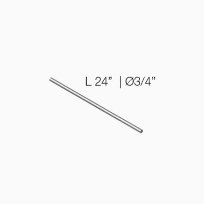 24" Slatwall Clothes Hanging Rail Tube, Silver Frost Finish