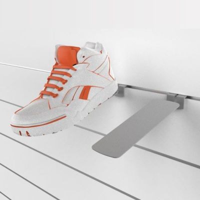 Slatwall Shoe Display - Rectangular Shape, for Front Face, Silver Frost Finish