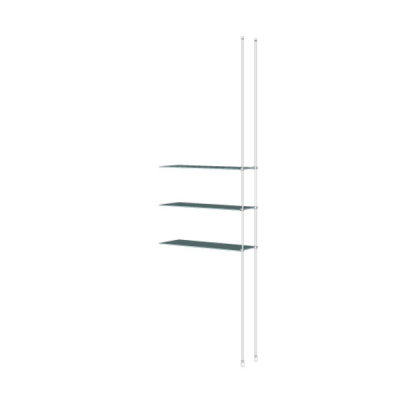 Tube Ceiling to Floor Shelving Display Kit, for 3 Glass Shelves, 1 Section, Extension Unit | Hanging Display