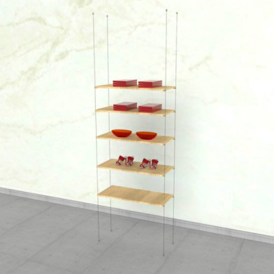 Cable Shelving Unit for 5 Wood Shelves | Hanging Display