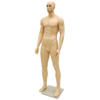 Realistic Male Mannequin A Flesh Tone Molded Hair