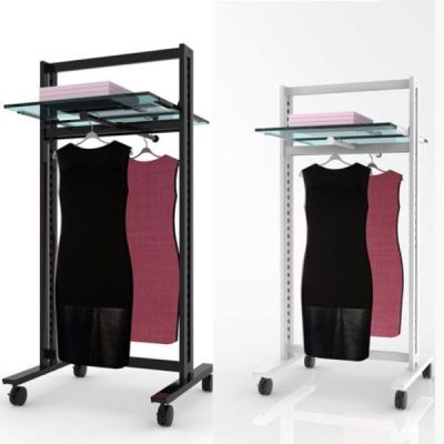 26″ Retail Clothing and Shelving Vertik Stand for 2 Shelves w/2 Hooks | 1-Section