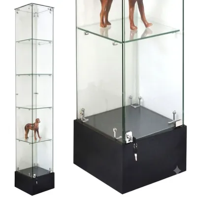 Black Glass Square Tower Display Case