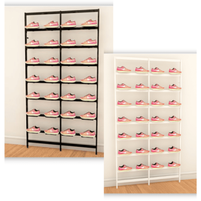 Vertik Wall Mounted Retail Display With 28 Shoe Displayers | 2-Sections
