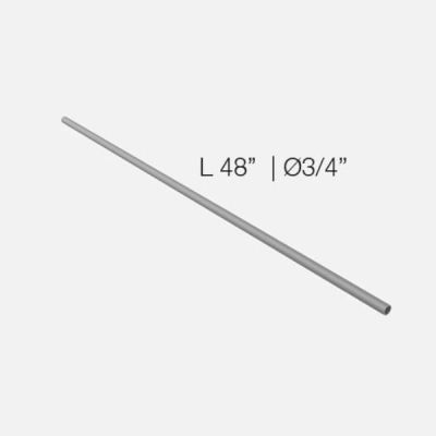48" Slatwall Clothes Hanging Rail Tube, Silver Frost Finish