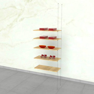 Cable Shelving Unit for 5 Wood Shelves | Hanging Display, Extension