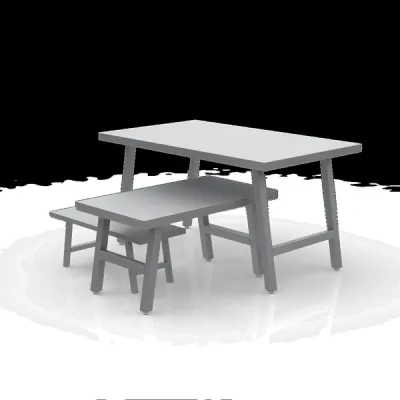 Metallic Silver Sawhorse Tables