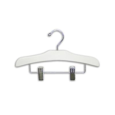 12" Kids Top Hanger with Clips — Wood Chrome
